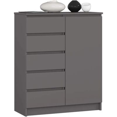 Commode Akord K80 Gris Grafito - Meuble de Rangement Moderne - Publicité Commode Akord K80 Gris Grafito - Meuble de Rangement Moderne - Publicité