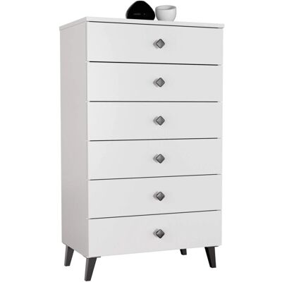 Akord Mobi Weiße 60cm 6 Schubladen Moderne Kommode Akord Mobi Weiße 60cm 6 Schubladen Moderne Kommode