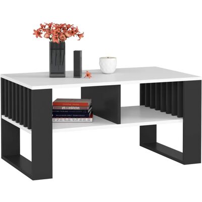 Akord Stolik kawowy Rockford - Czarny i Biały - 92x53x45 cm Akord Stolik kawowy Rockford - Czarny i Biały - 92x53x45 cm