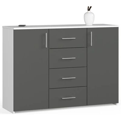 Akord K45 Graue Kommode - Modern 110cm, 2 Türen, 4 Schubladen Akord K45 Graue Kommode - Modern 110cm, 2 Türen, 4 Schubladen