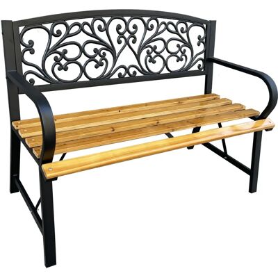 AKORD Ławka ogrodowa Nerina - Lakierowane drewno i żeliwne nogi, 118cm AKORD Ławka ogrodowa Nerina - Lakierowane drewno i żeliwne nogi, 118cm