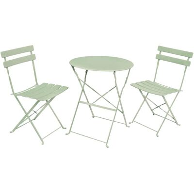 Ensemble de mobilier de balcon AKORD Orion - Table ronde et 2 chaises en vert - Publicité Ensemble de mobilier de balcon AKORD Orion - Table ronde et 2 chaises en vert - Publicité