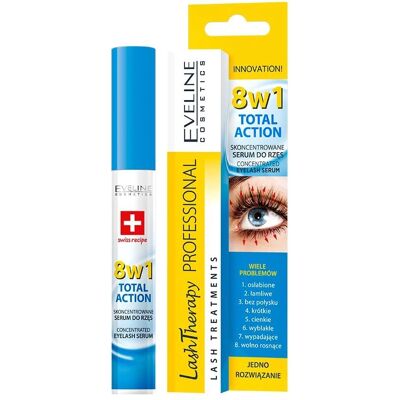 Eveline 8-σε-1 ορός βλεφαρίδων - Συνολική δράση - 10ml Eveline 8-σε-1 ορός βλεφαρίδων - Συνολική δράση - 10ml