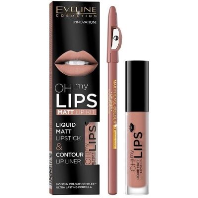 Eveline Marke Modell - Lippen Make-up Set - Lippenstift und Konturkram - Neutrale Nude Eveline Marke Modell - Lippen Make-up Set - Lippenstift und Konturkram - Neutrale Nude