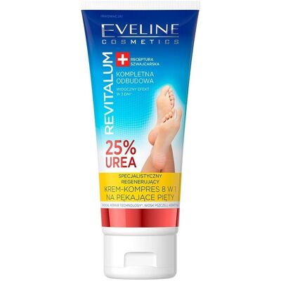 Eveline Revitalum 25% Urea regenererende creme-kompress 8in1 for sprukne hæler 100ml Eveline Revitalum 25% Urea regenererende creme-kompress 8in1 for sprukne hæler 100ml