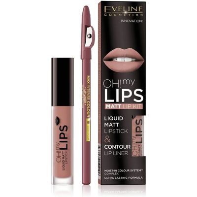 Eveline Cosmetics - Oh My Lips Matt Lipstick & Kontur - 4,5ml & 1 Stück Eveline Cosmetics - Oh My Lips Matt Lipstick & Kontur - 4,5ml & 1 Stück