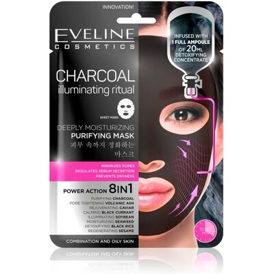 Eveline Cosmetics Houtskool Verlichtend Ritueel - Gezichtsmasker voor Vrouwen Eveline Cosmetics Houtskool Verlichtend Ritueel - Gezichtsmasker voor Vrouwen