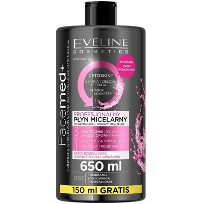 Eveline Cosmetics FaceMed+ 650ml Mikellásvíz - Minden Bőrtípusnak Eveline Cosmetics FaceMed+ 650ml Mikellásvíz - Minden Bőrtípusnak