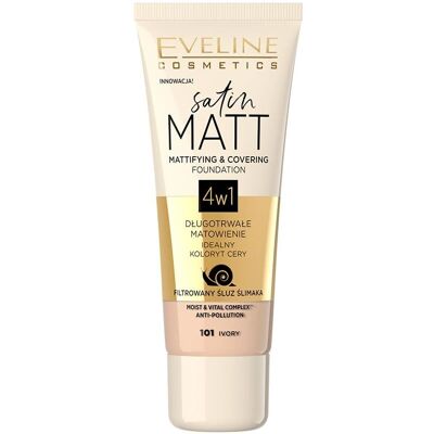 Eveline Satin Matt Foundation - Natürliche, porenverkleinernde, matta - 30ml Eveline Satin Matt Foundation - Natürliche, porenverkleinernde, matta - 30ml