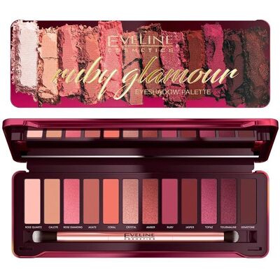 Palette di Ombretti Ruby Glamour di Eveline Cosmetics - 12 Colori, Look Naturali e Drammatici Palette di Ombretti Ruby Glamour di Eveline Cosmetics - 12 Colori, Look Naturali e Drammatici