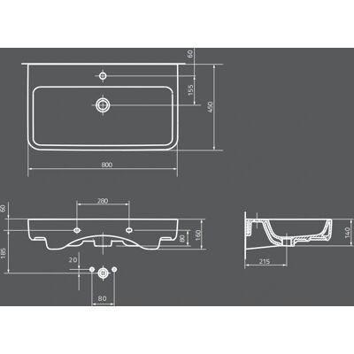 Neuesbad Serie 200 Keramik Waschtisch - Wandwaschtisch, 81cm breit, Keramik, EU Neuesbad Serie 200 Keramik Waschtisch - Wandwaschtisch, 81cm breit, Keramik, EU