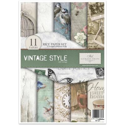 Ensemble de Papier de Riz Créatif Style Vintage - Kit d'Artisanat Ensemble de Papier de Riz Créatif Style Vintage - Kit d'Artisanat