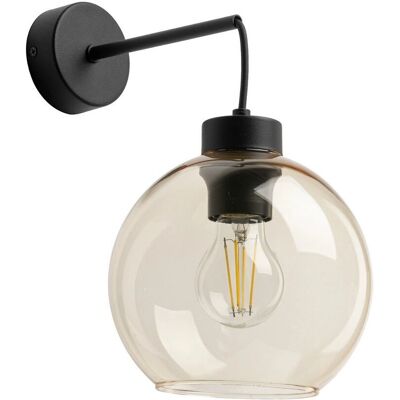 Lampa ścienna Cubus od TK Lighting Czarna - Szklany bursztyn - E27 Lampa ścienna Cubus od TK Lighting Czarna - Szklany bursztyn - E27
