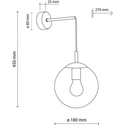 Lampa ścienna Esme Globe - Czarna 15W Lampa ścienna Esme Globe - Czarna 15W
