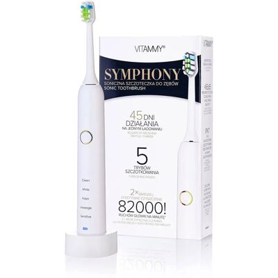 Vitammy Symphony Weiße Schallzahnbürste - Hohe Vibrationskraft, 5 Modi Vitammy Symphony Weiße Schallzahnbürste - Hohe Vibrationskraft, 5 Modi
