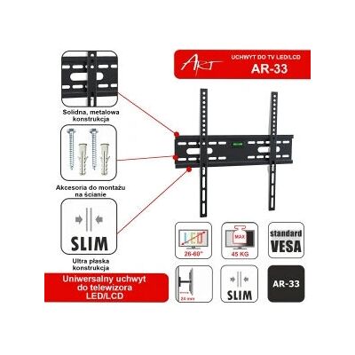 ART AR-33 Wandhalterung für 26-60" Fernseher - Feste Metallhalterung ART AR-33 Wandhalterung für 26-60" Fernseher - Feste Metallhalterung