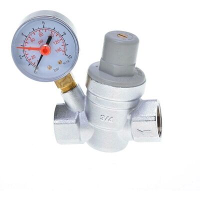 Válvula reductora de presión de agua Goshe - Manómetro - 3/4" BSP Femenino x Femenino - para tubería 15/22mm Válvula reductora de presión de agua Goshe - Manómetro - 3/4" BSP Femenino x Femenino - para tubería 15/22mm