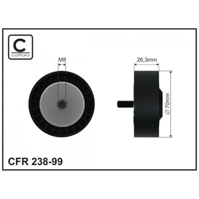 Polea de guía de correa en V CAFFARO Modelo 238-99 - Polea de desviación/guía Polea de guía de correa en V CAFFARO Modelo 238-99 - Polea de desviación/guía