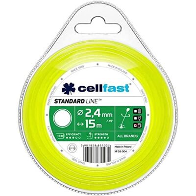 Cellfast 15M Fio forte para roçadeira - 2,4mm - Grama Cellfast 15M Fio forte para roçadeira - 2,4mm - Grama