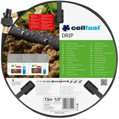 Lancia da giardino Cellfast 7,5 m - Irrigazione a goccia - Nera Lancia da giardino Cellfast 7,5 m - Irrigazione a goccia - Nera