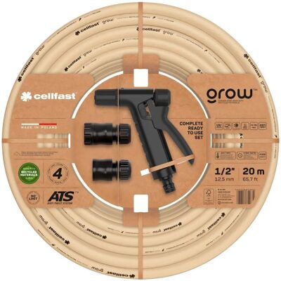 Set de riego de jardín Cellfast - 1/2" (12,5mm) 20m, Flexible, Resistente a UV Set de riego de jardín Cellfast - 1/2" (12,5mm) 20m, Flexible, Resistente a UV