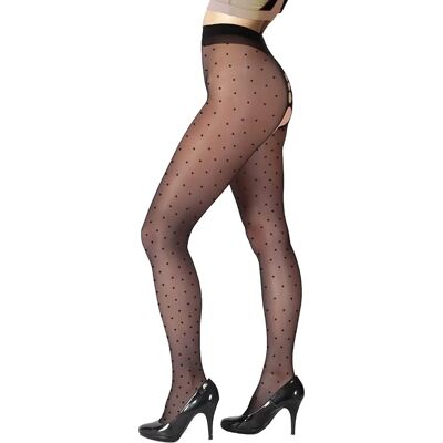 FiORE Bold Dream 20 DEN Collants à Pois Ouverts Noirs FiORE Bold Dream 20 DEN Collants à Pois Ouverts Noirs