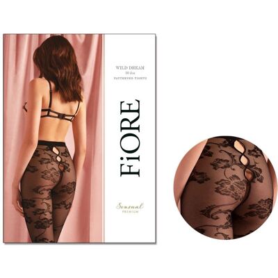 Collants à Motif Floral - 30 Den - Noir - Élégant & Sensuel Collants à Motif Floral - 30 Den - Noir - Élégant & Sensuel