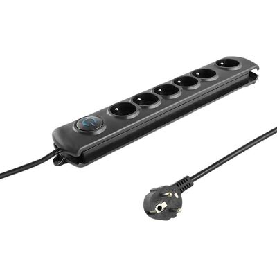 Qoltec Spanningsstrip met overspanningsbeveiliging - 6 stopcontacten, 3m kabel Qoltec Spanningsstrip met overspanningsbeveiliging - 6 stopcontacten, 3m kabel