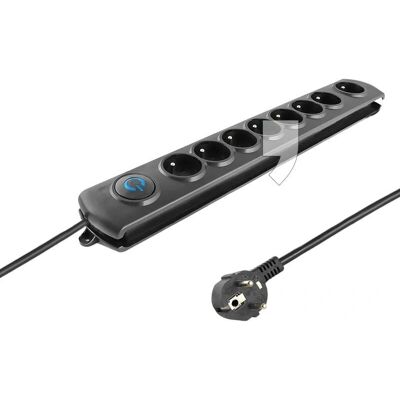 Qoltec Parafoudre - 8 prises - Câble 3m - UE - Noir Qoltec Parafoudre - 8 prises - Câble 3m - UE - Noir