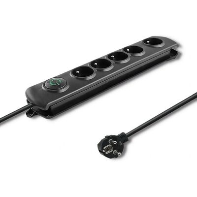Qoltec 50271 Protecteur contre surtensions - 5 prises - Câble 3m - Noir Qoltec 50271 Protecteur contre surtensions - 5 prises - Câble 3m - Noir