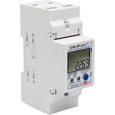 Qoltec Compteur d'Énergie - Monophasé Wi-Fi 230V sur Rail DIN Qoltec Compteur d'Énergie - Monophasé Wi-Fi 230V sur Rail DIN