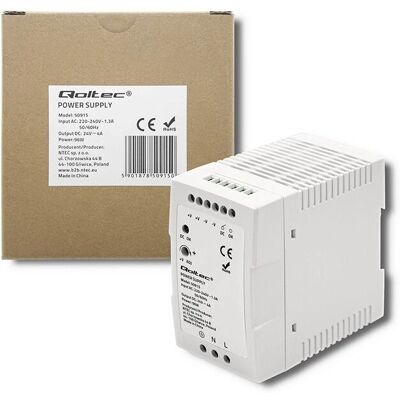 Qoltec 50915 Stromversorgung für DIN-Schiene - 96W, 24V, Schlank, Weiß Qoltec 50915 Stromversorgung für DIN-Schiene - 96W, 24V, Schlank, Weiß