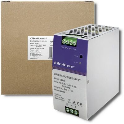 Qoltec 50997 Stromversorgung - 240W 24V 10A DIN-Schiene Qoltec 50997 Stromversorgung - 240W 24V 10A DIN-Schiene
