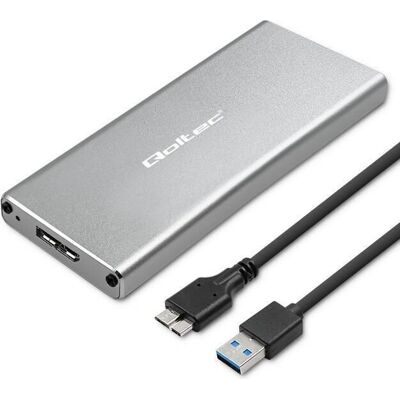 Qoltec 51833 Aluminium M.2 SSD Gehäuse - Unterstützt SATA/NGFF, 2TB, USB 3.0 Qoltec 51833 Aluminium M.2 SSD Gehäuse - Unterstützt SATA/NGFF, 2TB, USB 3.0
