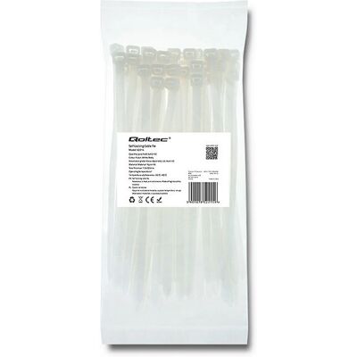 Qoltec 52215 Attache-câbles en nylon - Blanc - 50 pcs - Publicité Qoltec 52215 Attache-câbles en nylon - Blanc - 50 pcs - Publicité