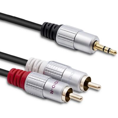 Qoltec 52339 Audiokabel - 1m 2x RCA, 3,5mm Mini-Klinke - Schwarz Qoltec 52339 Audiokabel - 1m 2x RCA, 3,5mm Mini-Klinke - Schwarz