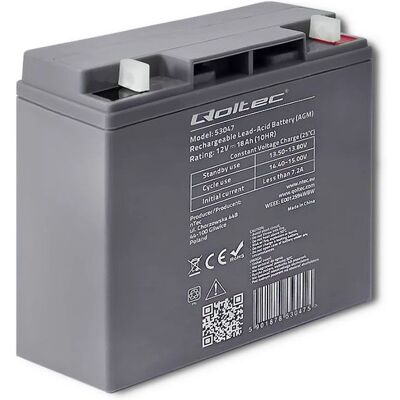 Qoltec 53047 - Batería y Cargador - 18 Ah, 12 V - Gris Qoltec 53047 - Batería y Cargador - 18 Ah, 12 V - Gris