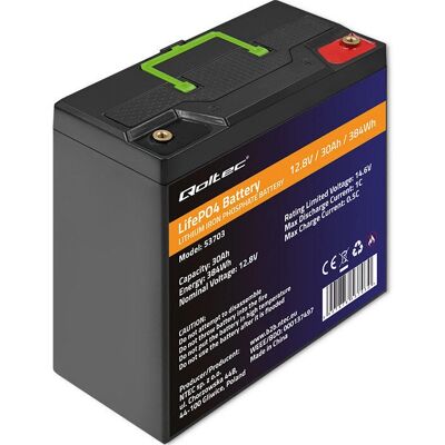 Qoltec - LiFePO4 12.8V 30Ah - BMS - Battery Qoltec - LiFePO4 12.8V 30Ah - BMS - Battery