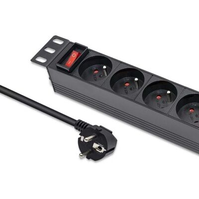 Qoltec Aluminium Power Strip PDU für Rack 10'' 1U 16A 4xFransk 1,8M Qoltec Aluminium Power Strip PDU für Rack 10'' 1U 16A 4xFransk 1,8M
