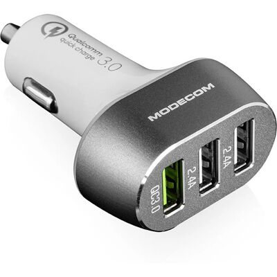 MODECOM MC-CU3-05 Autolaturi - Quick Charge 3.0 - 3 USB-portit - Hopea/Valkoinen - Autotarvikkeet MODECOM MC-CU3-05 Autolaturi - Quick Charge 3.0 - 3 USB-portit - Hopea/Valkoinen - Autotarvikkeet