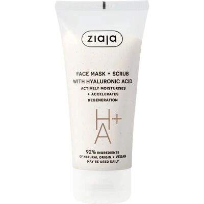 Ziaja Face Mask + Scrub with Hyaluronic Acid - Face Mask + Scrub - Hydrating & Exfoliating - 55 ml Ziaja Face Mask + Scrub with Hyaluronic Acid - Face Mask + Scrub - Hydrating & Exfoliating - 55 ml