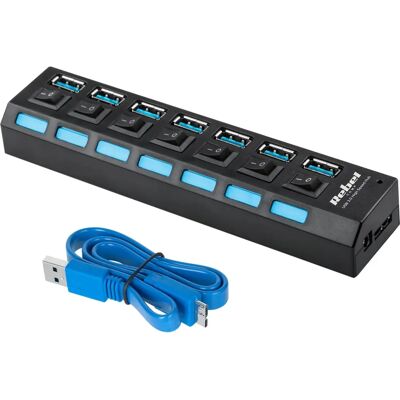 Quer USB 3.0 7-Port Hub - Dockingstation Schwarz Quer USB 3.0 7-Port Hub - Dockingstation Schwarz