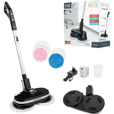 Teesa Power Clean Elektrischer Mopp - Rotierende Kopffunktion - 60W - 35 min - Schwarz/Silber Teesa Power Clean Elektrischer Mopp - Rotierende Kopffunktion - 60W - 35 min - Schwarz/Silber