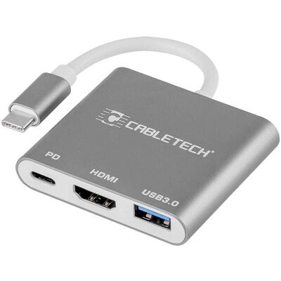 Cabletech 3-w-1 USB-C Adapter - 4K HDMI & Power Cabletech 3-w-1 USB-C Adapter - 4K HDMI & Power