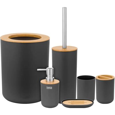 Teesa Badezimmerzubehör-Set - Schwarz - Badezimmerzubehör Teesa Badezimmerzubehör-Set - Schwarz - Badezimmerzubehör