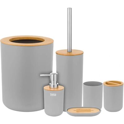 Ensemble de accessoires de salle de bain TEESA - 6 pièces - Gris Ensemble de accessoires de salle de bain TEESA - 6 pièces - Gris