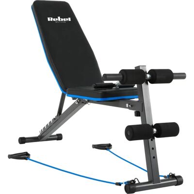 Rebel Active regulowana ławka treningowa z blokadą nóg i gumami Rebel Active regulowana ławka treningowa z blokadą nóg i gumami
