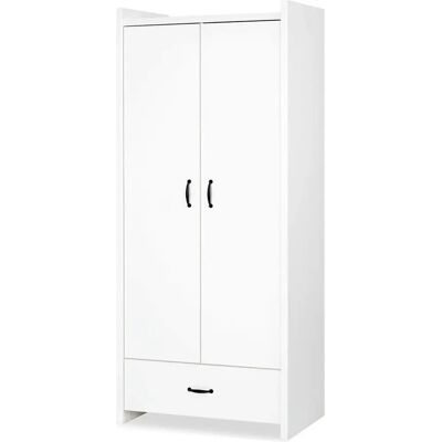 Klups Amelia Witte Kast - 2 Deuren & 1 Laden - 84x50x190cm Klups Amelia Witte Kast - 2 Deuren & 1 Laden - 84x50x190cm