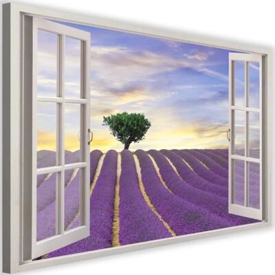 Feeby Paysage Lavande sur Toile - 90x60 - Publicité Feeby Paysage Lavande sur Toile - 90x60 - Publicité
