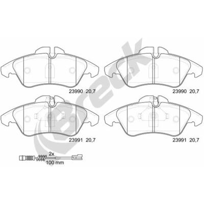 Kit de Plaquettes de Frein Breck pour Mercedes-Benz Vito - Avant Kit de Plaquettes de Frein Breck pour Mercedes-Benz Vito - Avant